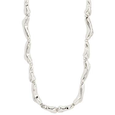 Silver necklace on a white background
