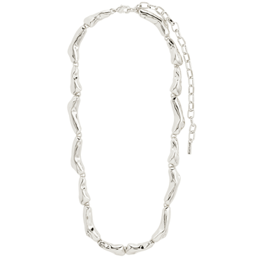 Silver chain necklace on a white background