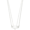 Silver necklace with a clear pendant on a white background