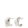 Silver crescent moon earrings on a white background