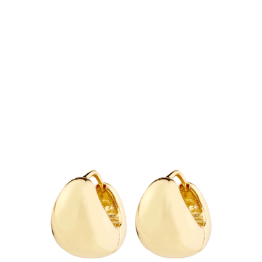Gold hoop earrings on a white background