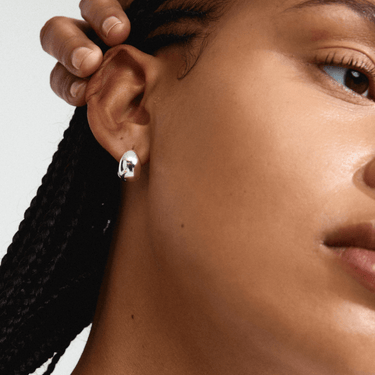 Pilgrim Jua Silver Chubby Full Hoop Earrings