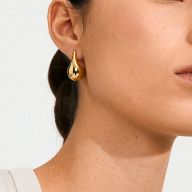 Pilgrim Juniper Gold Long Drop Dome Half Hoop Earrings