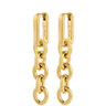Gold chain earrings on a white background