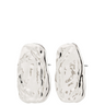 Pair of silver earrings on a white background