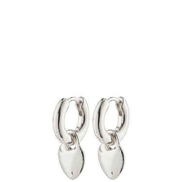 Pilgrim Sophia Silver Heart Charm Hoop Earrings