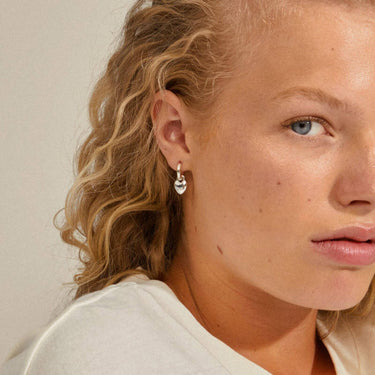 Pilgrim Sophia Silver Heart Charm Hoop Earrings