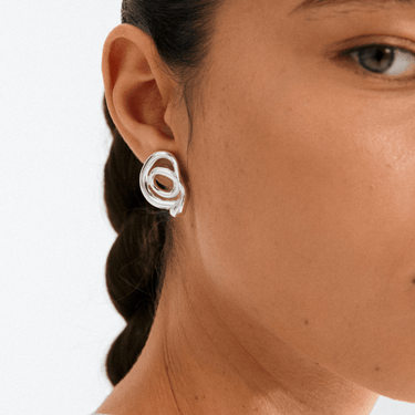 Pilgrim Unfold Silver Curl Stud Earrings