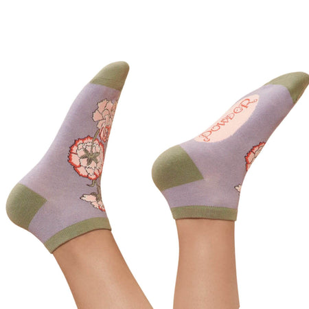 Powder Lilac Paisley Trainer Socks