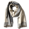 Beige scarf with houndstooth pattern on a white background