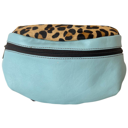 Soruka Marley Leather Belt Bag - DuckEggBlue/Leopard