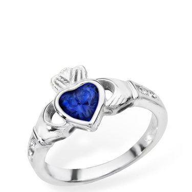 Sterling Silver Claddagh Birthstone Ring - September