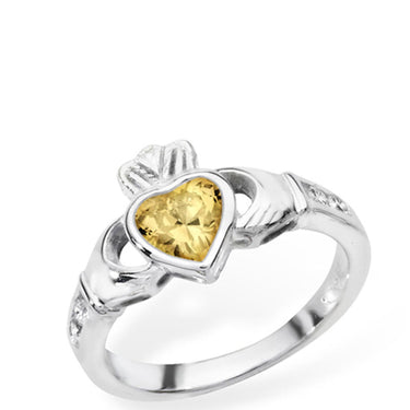 Sterling Silver Claddagh Birthstone Ring - November