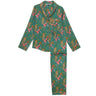 Their Nibs Satin Long Leg Pyjamas - Teal Secret Garden