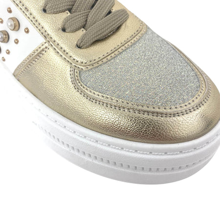 Una Healy Candida Gold & White Sneakers