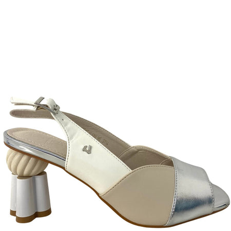 Una Healy Silver & Neutral Sling Back Sandals
