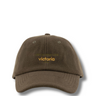 Brown cap with 'Victoria' text on a white background