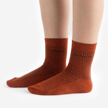 Victoria Lurex Sparkle Socks - Rust