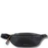 Black waist bag with studded details on a white background