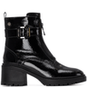 xti-black-patent-front-zip-chunky-cleated-sole-boots