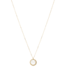 Gold necklace with a round pendant on a white background