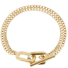 Gold chain bracelet with a clasp on a white background