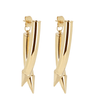 Gold spike earrings on a white background