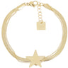 Gold bracelet with star charm on a white background