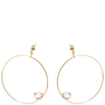 Gold hoop earrings with clear gemstones on a white background