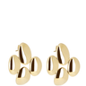 Gold hoop earrings on a white background