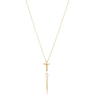 Gold necklace with a unique pendant on a white background