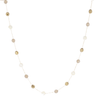 String of round beads in gold and silver on a white background