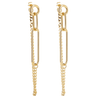 Gold chain earrings on a white background