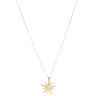 Gold necklace with a star-shaped pendant on a white background