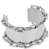 Silver chain-link ring on a white background