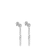 Silver chain earrings on a white background