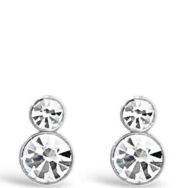 Absolute Silver Crystal Duo Stud Earrings