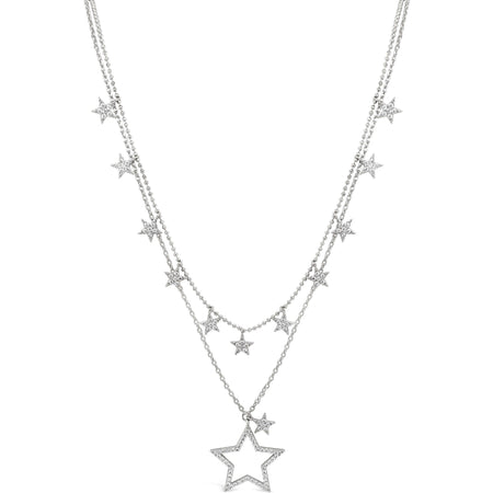 Absolute Silver Double Star Necklace