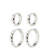 Pilgrim Trisha Pyramid shape Silver hoop Earrings Set
