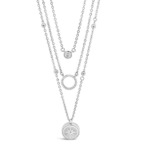 Absolute Silver Locket Triple Layer Necklace