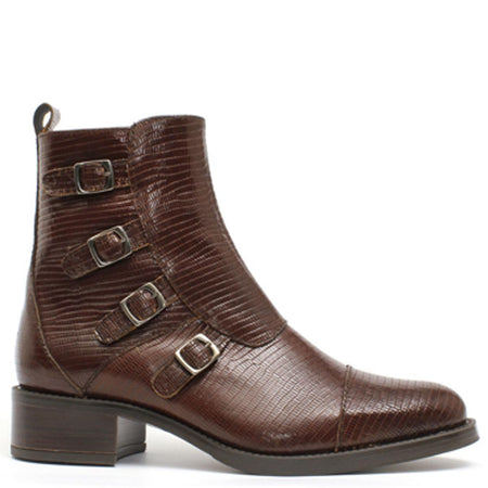 Alpe Brown Leather Buckle Boots