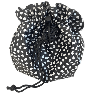 Donna May Drawstring Makeup Bag - Black & White
