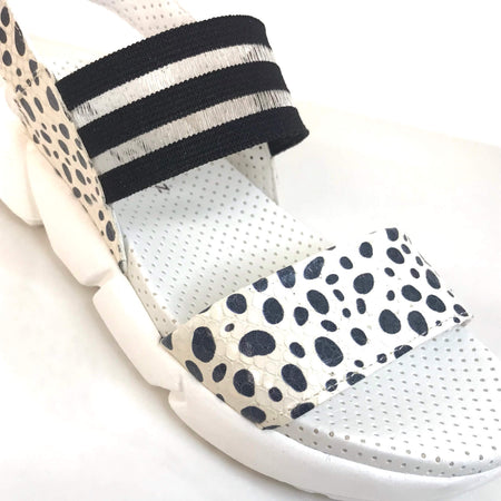 Jose Saenz Monochrome Dalmatian Spot Print Leather Sandals