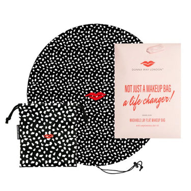 Donna May Drawstring Makeup Bag - Black & White