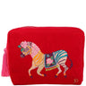 Powder Zebra Carnival Velvet Washbag - Red