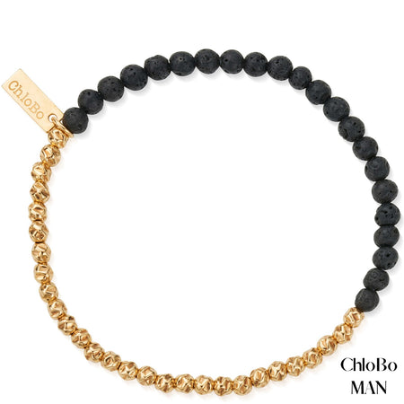 ChloBo MAN - Black Lava Principal Bracelet - Gold