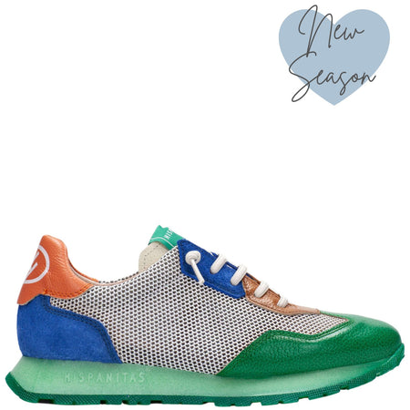 Hispanitas Green Leather Sporty Sneakers