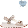 Hispanitas Taupe & Python Leather Velcro Strap Sandals