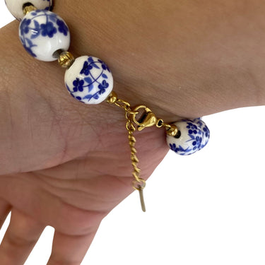 BeJeweled At Soul Chunky Blue & White Bead Charm Bracelet