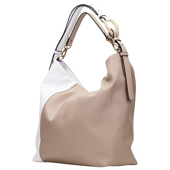 Hispanitas Latte & White Hobo Shoulder Bag